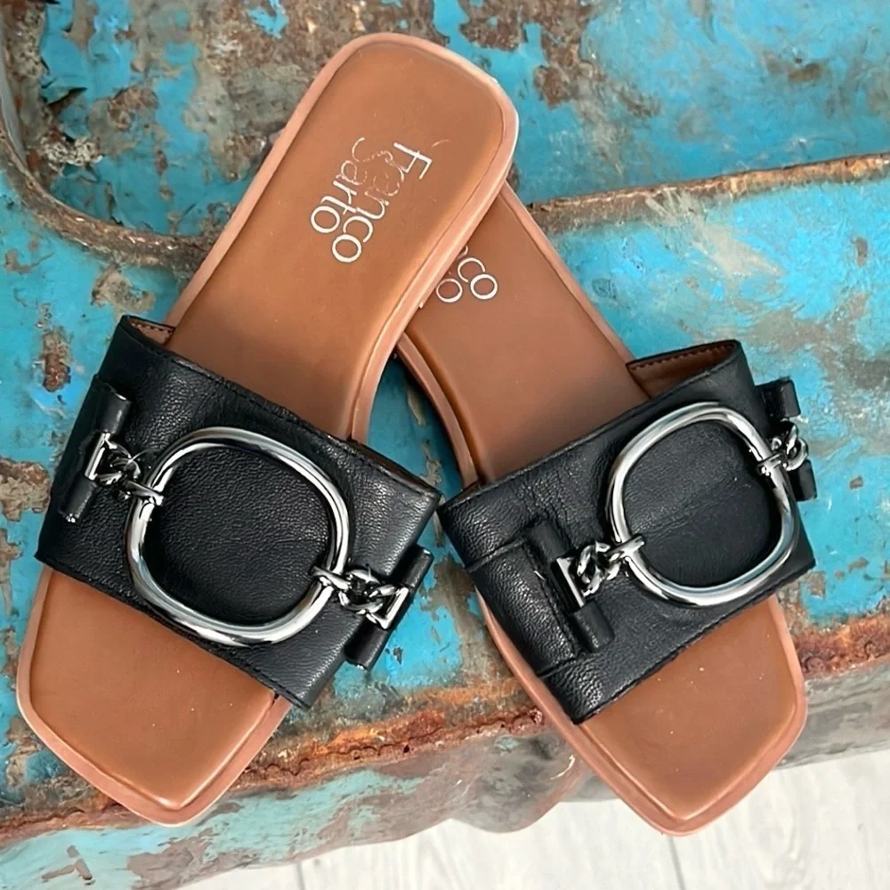 Franco Sarto, Luxury Mandy Sandals in Black, Normal Wear, Size 5